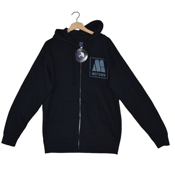 NWT Motown Records Hoodie Zip Black L Retro Music Streewear Band Sweater - Picture 2 of 5